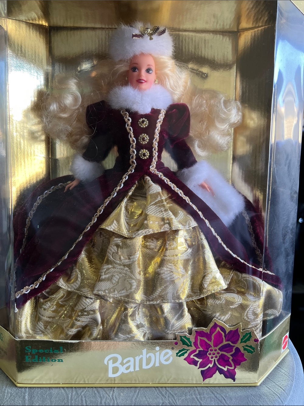 Barbie Holiday Doll - Burgundy & Gold Gown